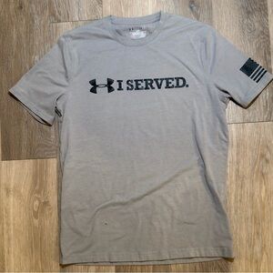 Under Armour Light Gray Short Sleeve 'I SERVED.' Tee with Black Print